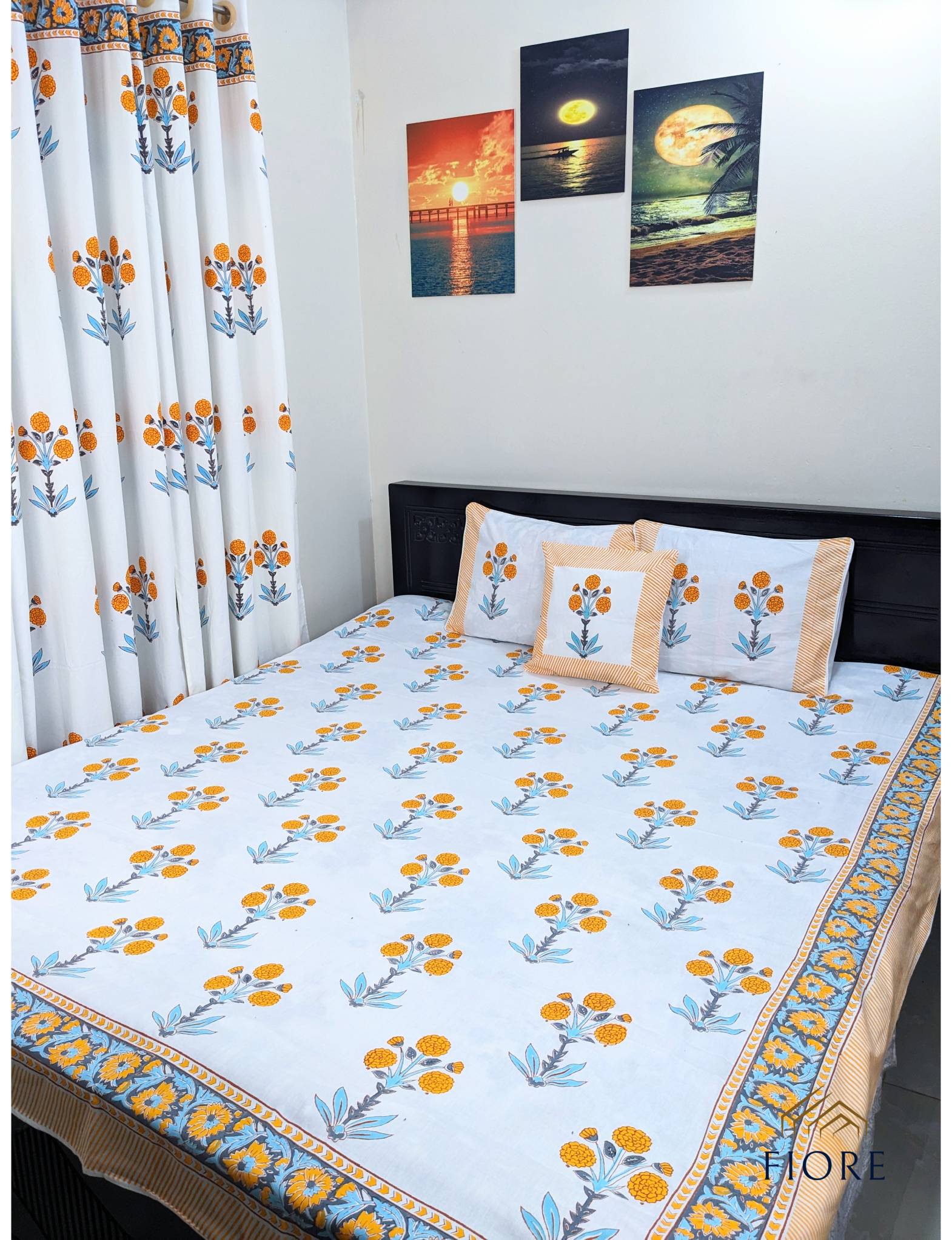 Luxury Hand Block Cotton Bed sheet. 